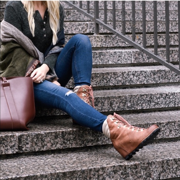 Sorel Boots Conquest Wedge Booties Brown Leather Lace Up Womens 8 - Picture 15 of 15